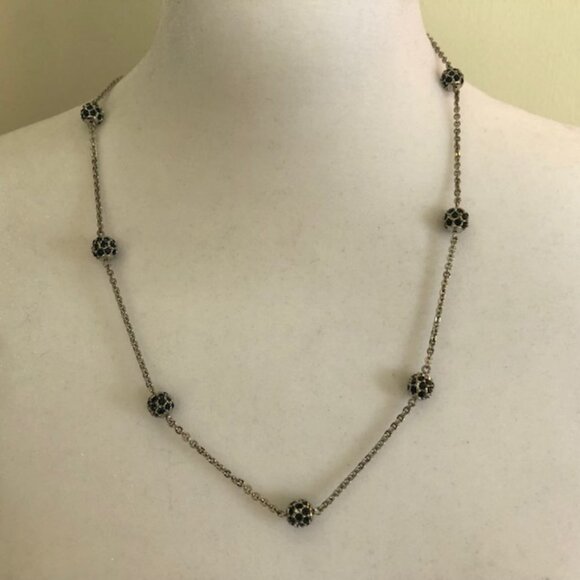 NOLAN MILLER Vintage Blue Crystal Silver Chain Necklace - Picture 1 of 16